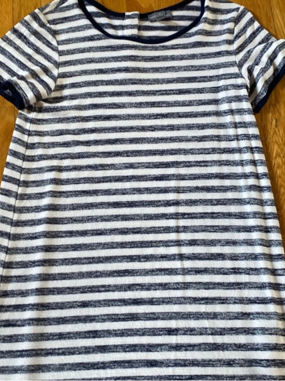 Market & Spruce Navy and White Striped Short-Sleeve Shift Dress